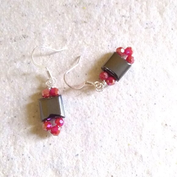 Calm and in Control! Thick + Chunky + Heavy! Spunky Hematite Bracelet + Earrings - Picture 5 of 9